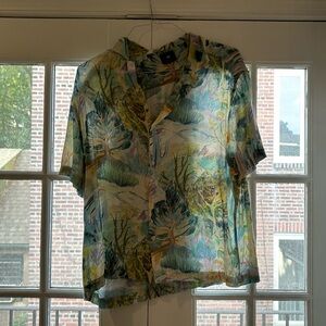 HM short sleeve button down, abstract nature pattern